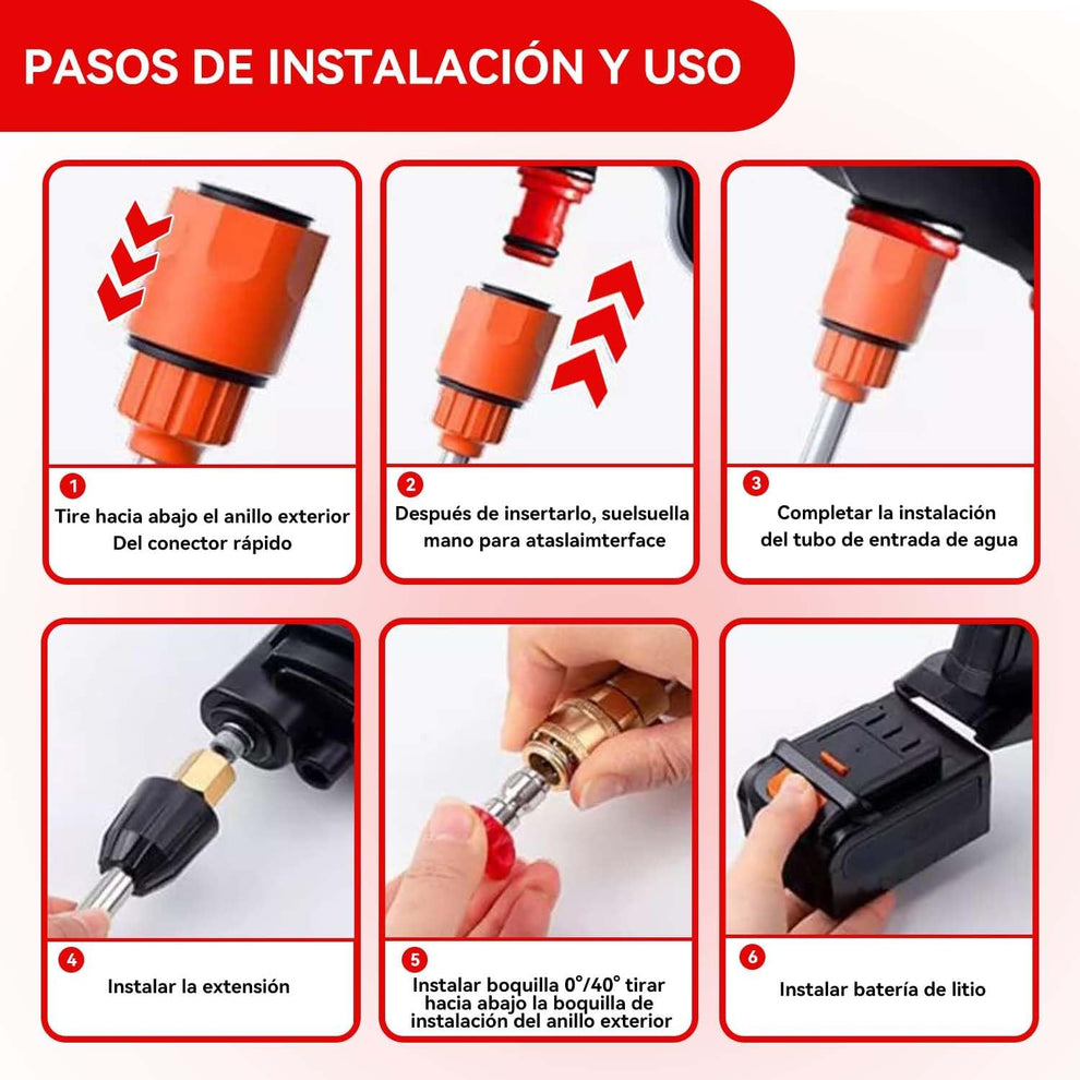 HIDROLAVADORA inalámbrica con batería recargable de 48V