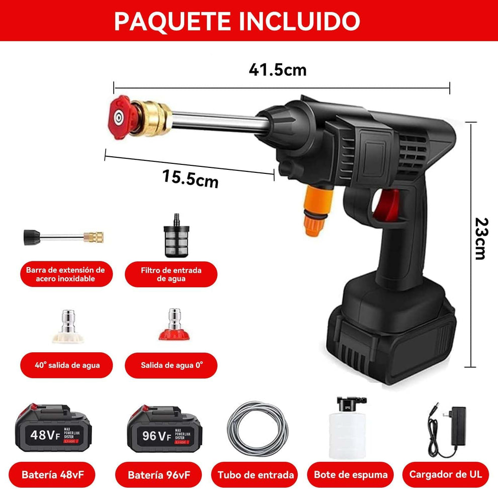 HIDROLAVADORA inalámbrica con batería recargable de 48V
